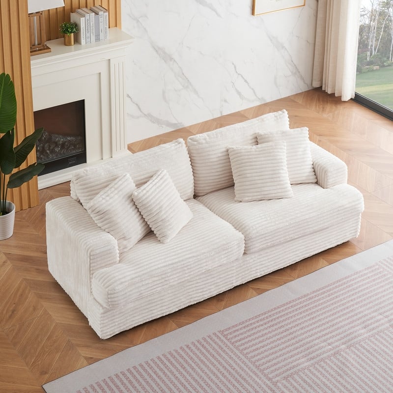 79.3" Corduroy 3-Seater Upholstered Sofa