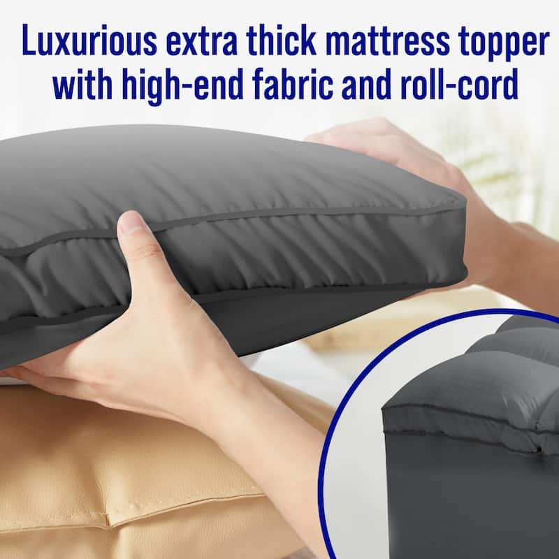 Extra Thick&Down Alternative Mattress Topper With 8-21 Inch Deep Pocket