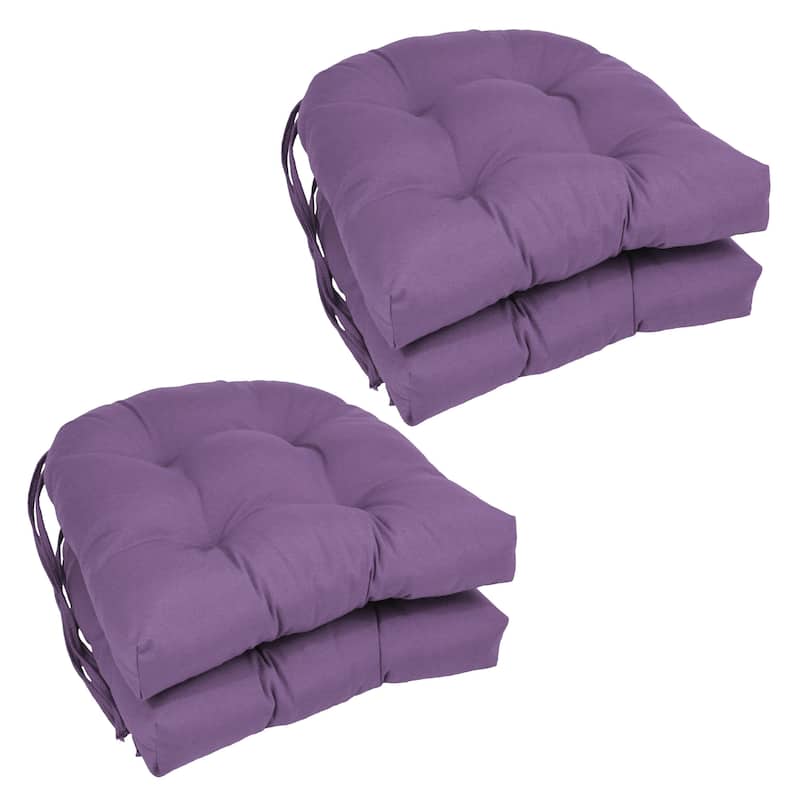 16-inch U-Shaped Indoor Twill Chair Cushions (Set of 2, 4, or 6) - 16" x 16" - Set of 4 - Grape