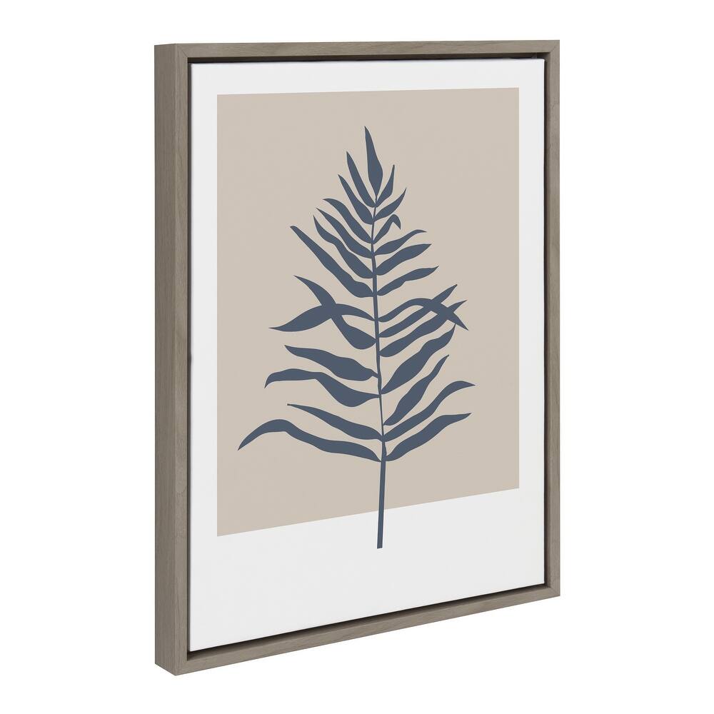 Kate and Laurel Muted Tan Blue Fern Canvas by Creative Bunch Studio