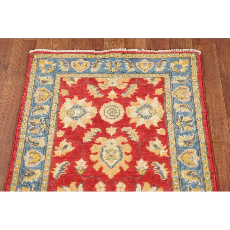 Red Oushak Runner Rug Hand-Knotted Wool Carpet - 2'0" x 5'11"