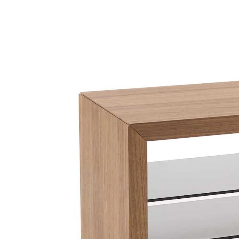 Jonae TV Stand Media Center, 118 Inch Walnut Brown, 2 Shelves, 4 Drawers