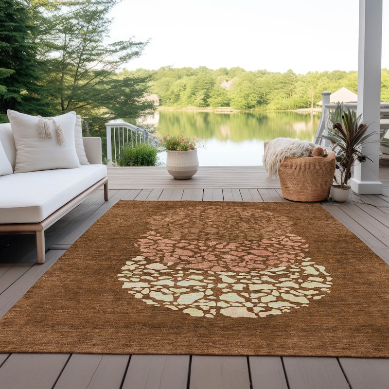 Machine Washable Indoor/ Outdoor Chantille Modern Mosaic Rug