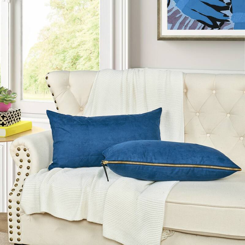 Suede 2 Piece Pillow Shell Set with Big Zipper, NO INSERT
