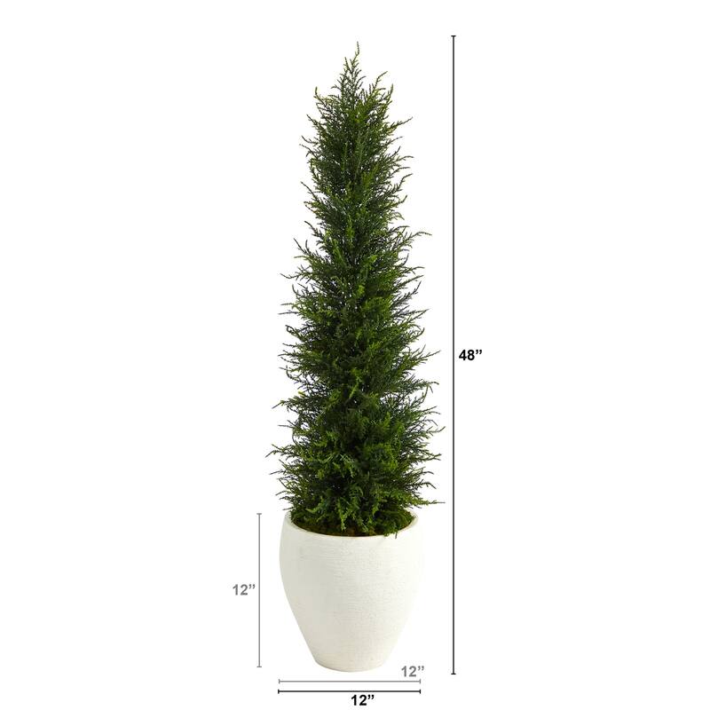 4ft Artificial Tree with Planter - Indoor Outdoor Faux Evergreen Decor - Green - 51-60 Inches