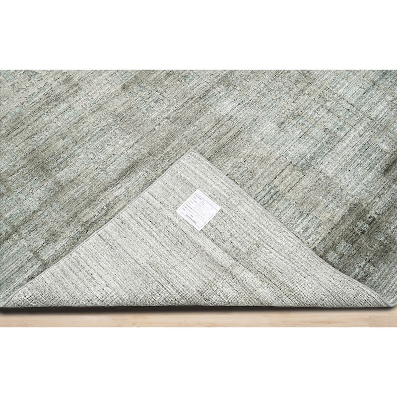 Hand Knotted Textured Gray Tibetan Wool Modern Oriental Area Rug - 8' x 9' 11''