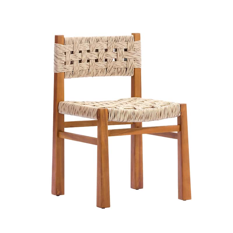 Christopher Knight Home - Acacia Wood Outdoor Patio Dining Chairs with Wicker (Set of 2)