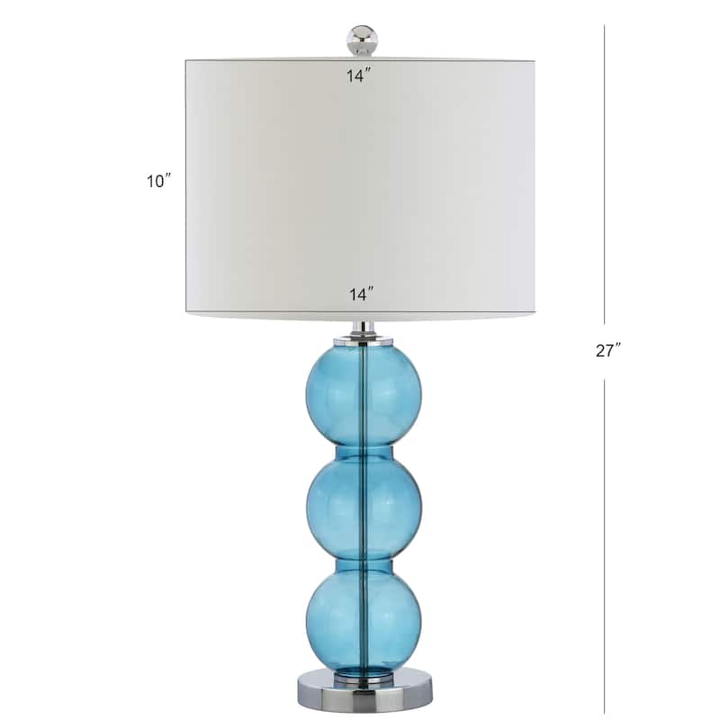 Ella 27" Glass Triple-Sphere LED Table Lamp, Mercury Silver/Chrome (Set of 2) by JONATHAN Y