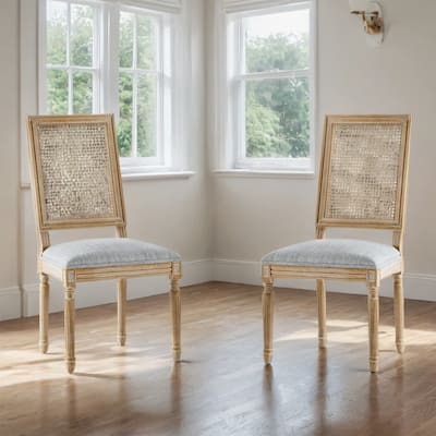 Dining Chair with Upholstered Seats, Solid Rubberwood Frame, Set of 2