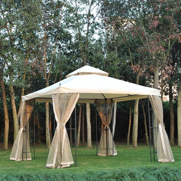 Shop Outsunny 10 X 10 Steel Outdoor Garden Gazebo With Mesh Curtains Overstock 17990810