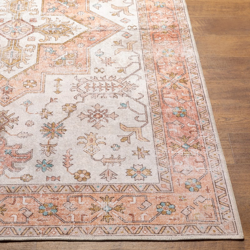 Livabliss Muirgen Traditional Medallion Machine Washable Area Rug