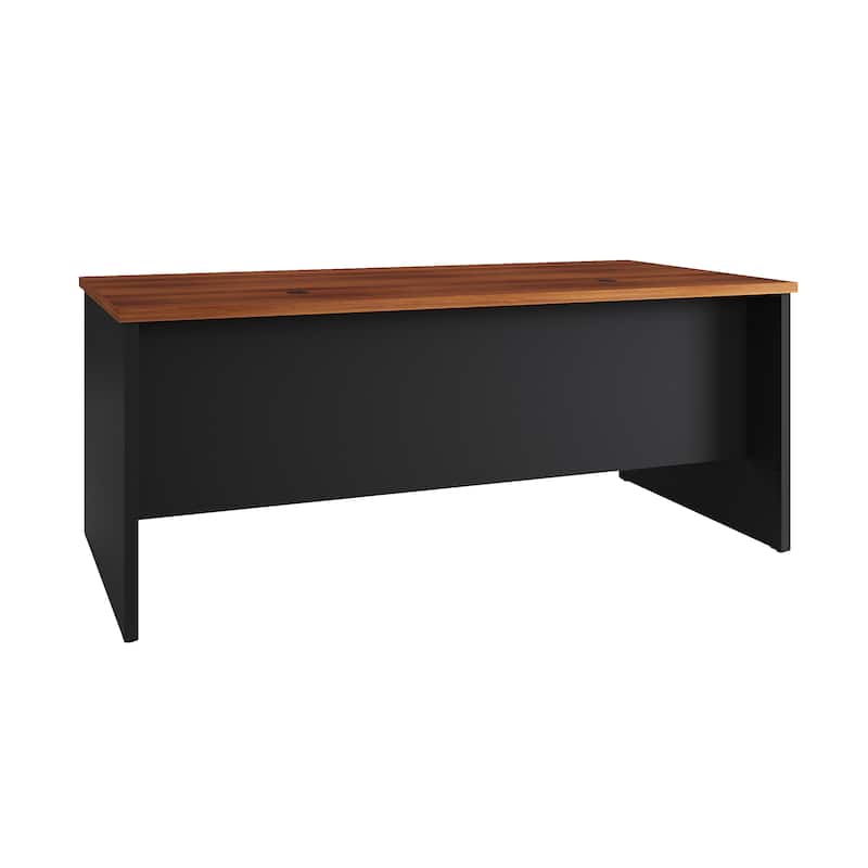 Hirsh 24D x 72W Right Hand Single Pedestal Office Desk Credenza, Black / Walnut