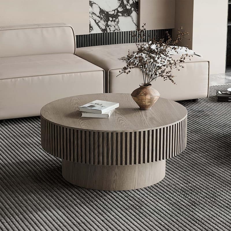 Modern Round Coffee Table with Storage