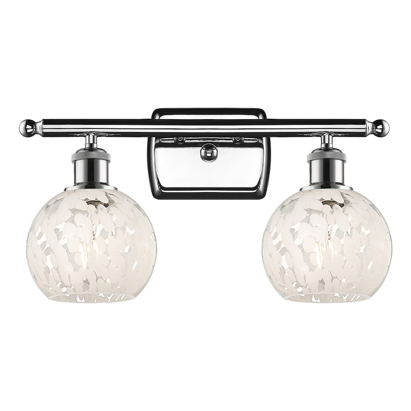 Innovations Lighting 516-2W-9-16 White Mouchette Vanity White - Polished Chrome / White Mouchette