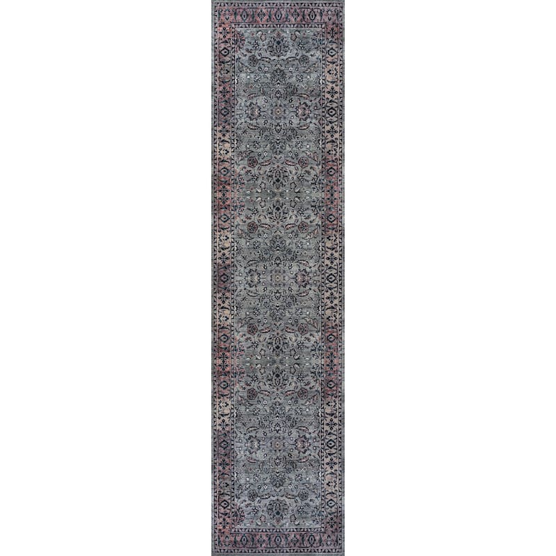 JONATHAN Y Regis Ornate Persian All-Over Machine Washable Area Rug - 2 X 8 - Purple/Gray