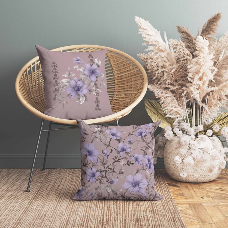 Petal Perfection Faux Suede Reversible Throw Pillow Light and Pink
