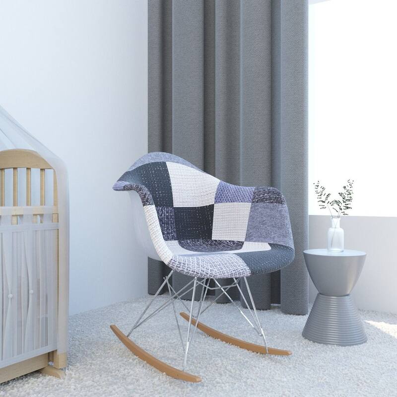 Wilson Twill Fabric Nursing Rocking Chair with Eiffel Base, Accent Armchair for Living Room & Bedroom