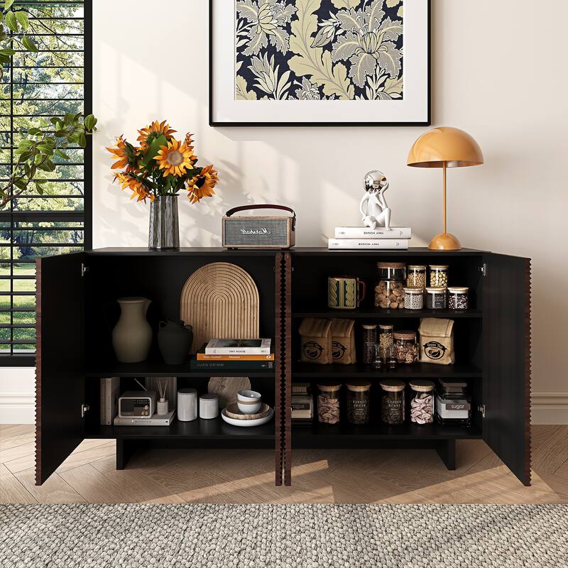 59" Storage Sideboard Buffets Cabinet with 4 Doors