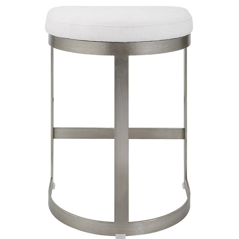 Uttermost Ivanna Backless Silver Counter Stool - 18"W x 26"H x 14.5"D