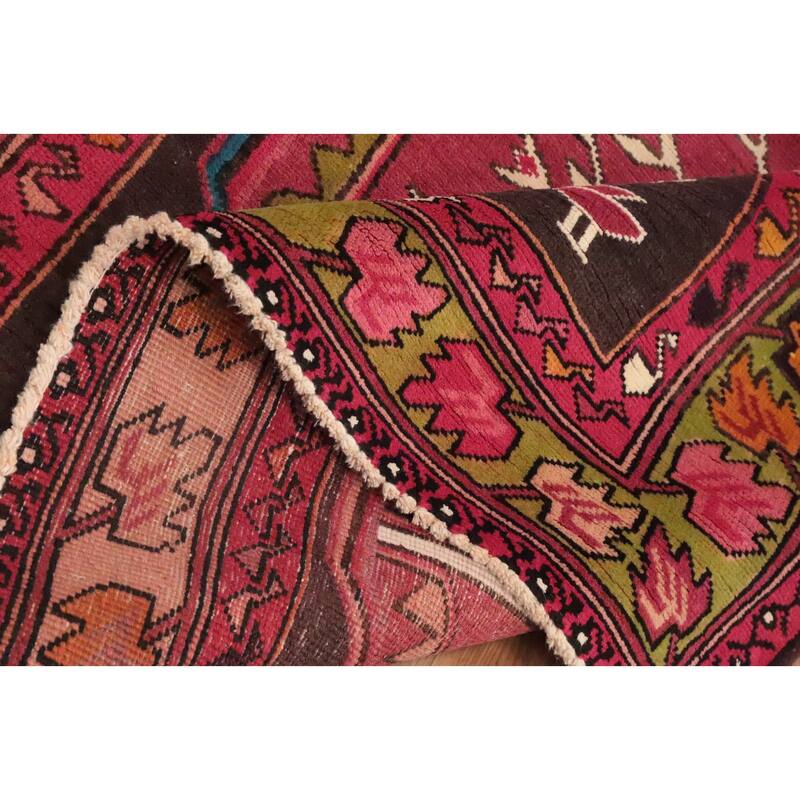 Hand Knotted Oriental 100% Wool Carpet Traditional Tribal Pink Ardebil Runner Rug - 10' 4'' X 3' 11''