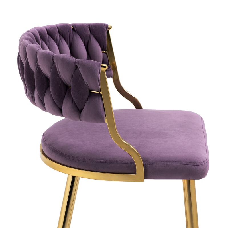 4PACK Upholstered Dining Chairs with Woven Back