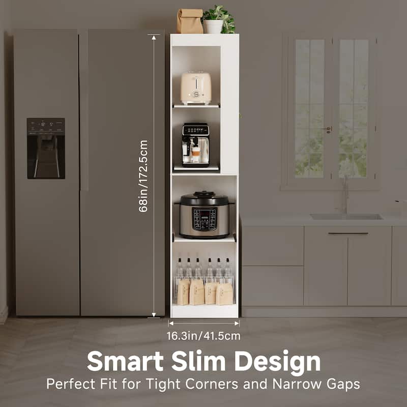 Slim Kitchen Storage Cabinet with 3 Pull-Out Shelves, Tall Pantry Organizer for Small Spaces