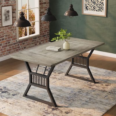 Farmhouse Dining Table for 6-8 People, 70.8 Inch Rectangular Wood Kitchen Table with Waterproof Tabletop