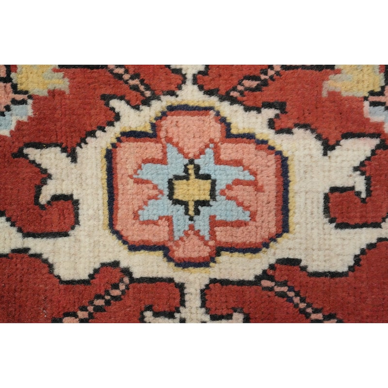 Hand Knotted Oriental 100% Wool Carpet Traditional Medallion Oranges & Rust Heriz (serapi) Area Rug - 9' 0'' X 6' 0''