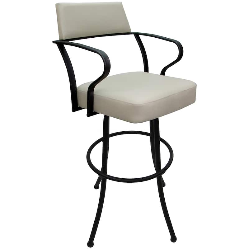 Carolina Extra Tall 34" Swivel Metal Spectator Bar Stool - 34" Seat Height - Ocean Beige Vinyl - Black