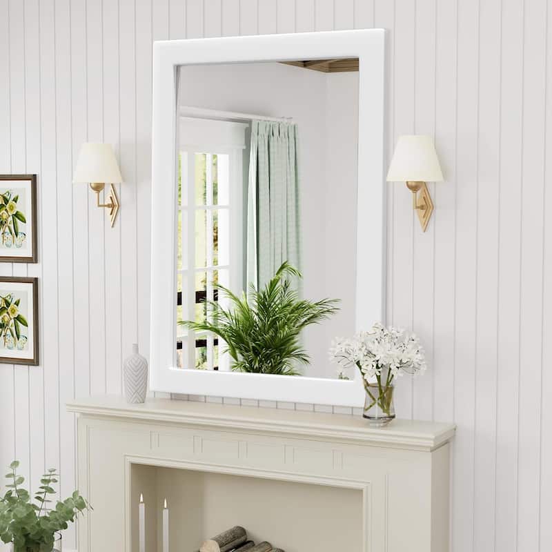 Farmhouse Style Wooden Square Mirror, Pastoral Style in The Bathroom