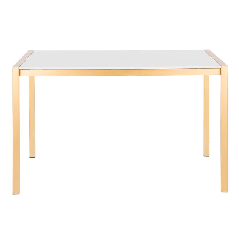 Fuji Contemporary-Glam Gold Dining Table - N/A - White Marble