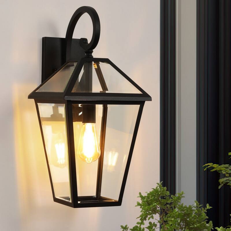 16.5'' Outdoor Wall Sconce With Clear Glass Shade For Porch, Patio, Garage, And Entryway (Set Of 2)