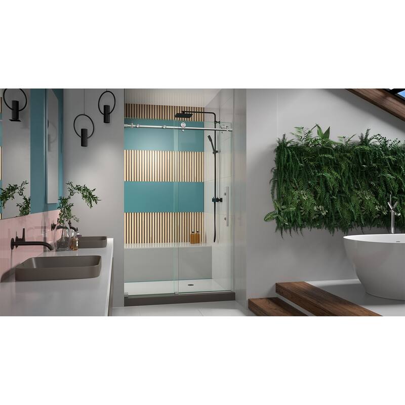 DreamLine Enigma-X 44-48 in. W x 76 in. H Fully Frameless Sliding Shower Door - 44" - 48" W