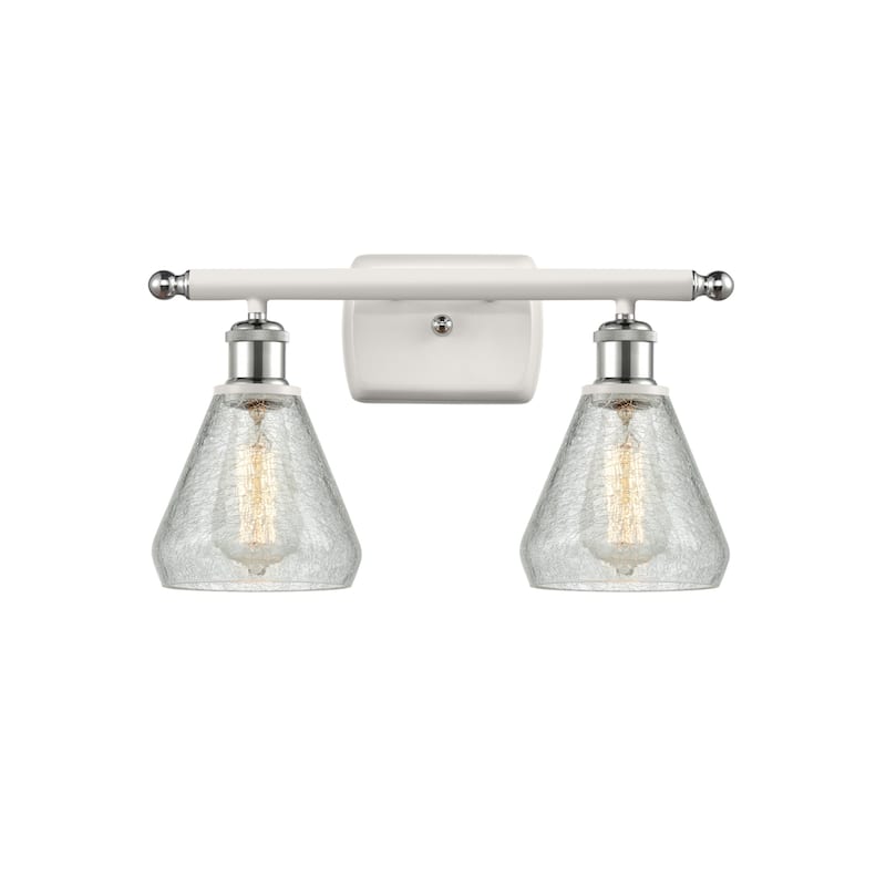 Innovations Lighting Conesus 2 Light 16" Wide Bathroom Vanity Light - White and Polished Chrome / Clear Crackle