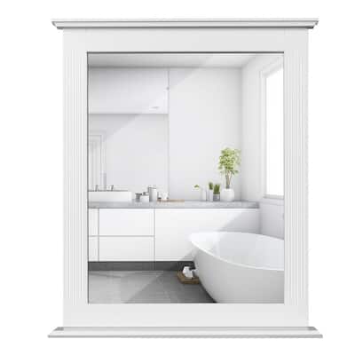 Gymax Bathroom Wall Mirror W/Shelf Square Vanity Makeup Mirror
