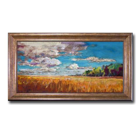 Late Summer Clouds by Jennifer Gardner Bronze Framed Canvas Art (16 in x 28 in)