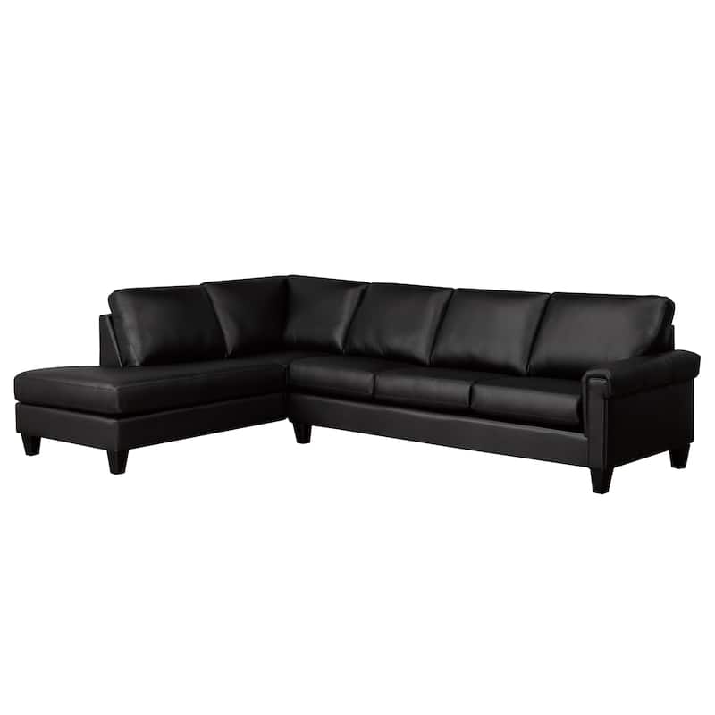 Brooke Top-grain Italian Leather Sectional Sofa - Black - Left Facing