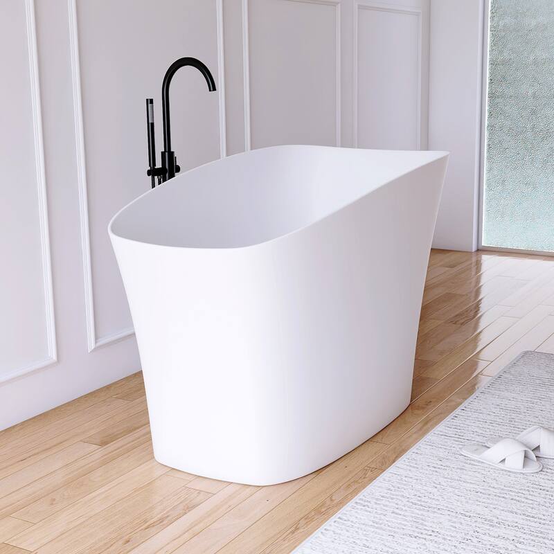 MEDUNJESS 51'' Freestanding Bathtub Solid Surface Soaking Tub