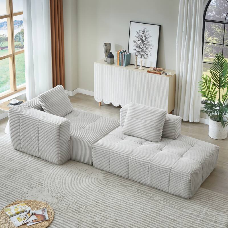 Roomfitters L-Shaped Modular Sectional Sofa with Chaise Lounge, No Assembly Oversized Compressed Couch for Living Room