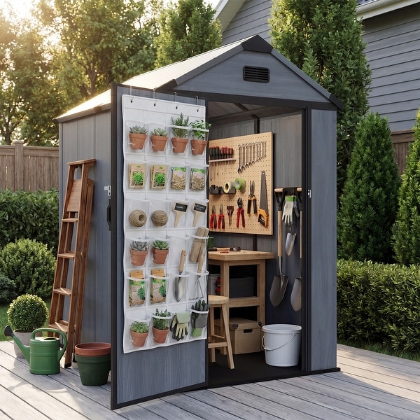 AOXUN Resin Shed Outdoor Storage With Floor, Double Lockable Doors