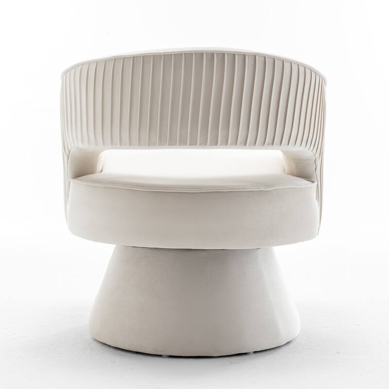 SEYNAR Modren Velvet Living Room Swivel Arm Barrel Chair with Tufted Back