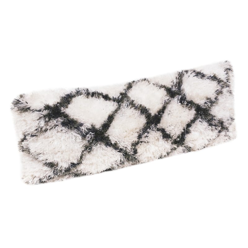 Sevita Soft Shag Glam Distressed Diamond Throw Pillow