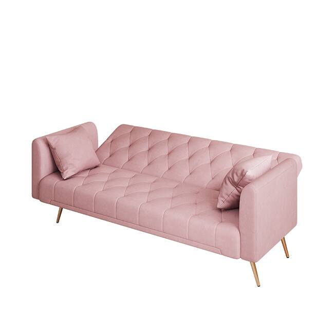 71" Velvet Green Gray Double Sofa Bed