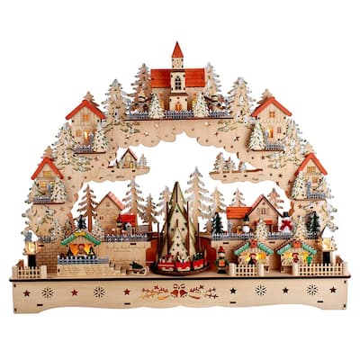 Kurt Adler 18.5-Inch Battery Operated LED Musical Christmas Village With Motion