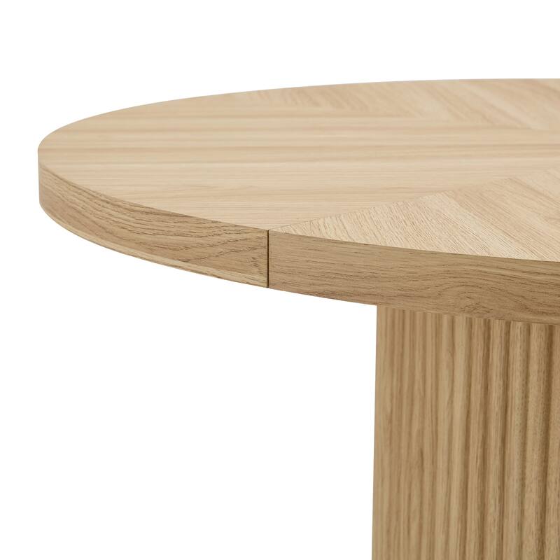 Classic Coffee Table, Round Dining Table with Double-Layer Storage, Woodgrain Kitchen Table for 4-6 People