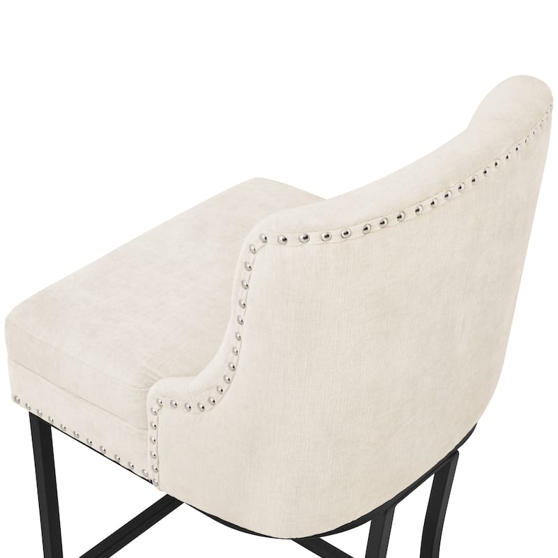 Modern 26" Barstool with Back Metal Frame Stool Counter Height Bar Stools and 6" Thick Cushion for Kitchen Island