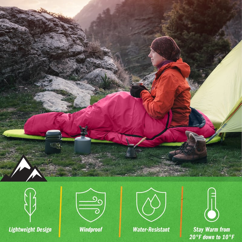 Mummy Sleeping Bag - Cold Weather Sleeping Bag - Waterproof with Drawstring Hood - Camping Equipment by Wakeman Outdoors