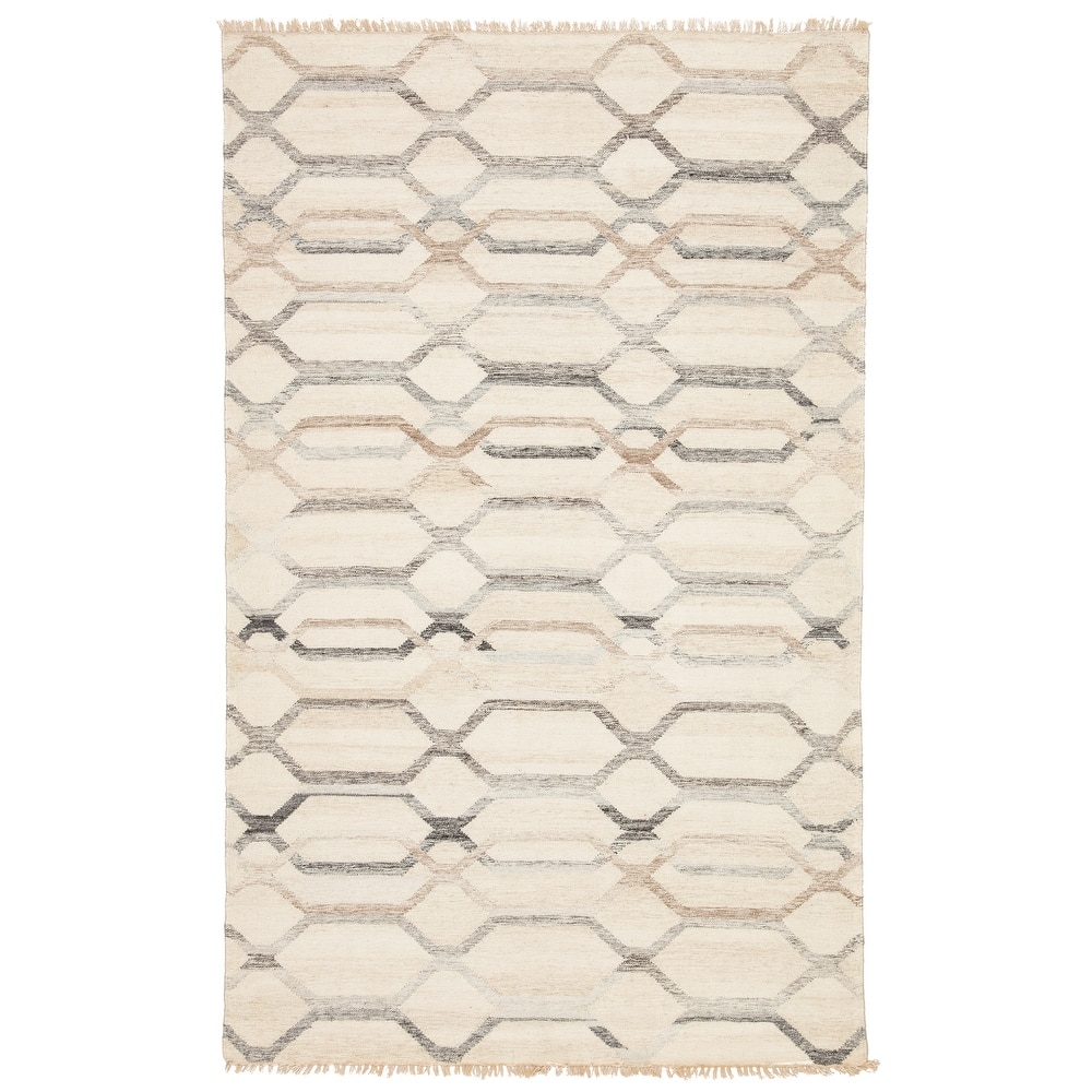 Macsen Handmade Trellis Ivory/ Light Grey Area Rug