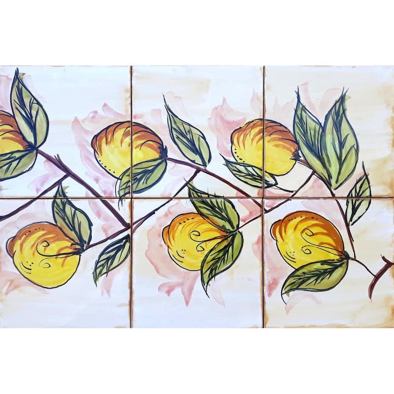 18x12 Lemon Branch Backsplash 6pcs Ceramic Tiles Wall Mural
