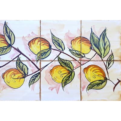 18x12 Lemon Branch Backsplash 6pcs Ceramic Tiles Wall Mural
